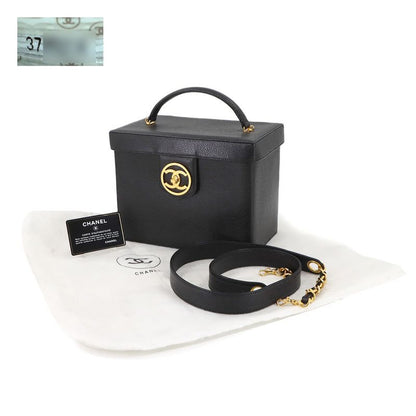 Chanel Caviar Leather Vanity 2-Way Hand Shoulder Bag Black Vintage
