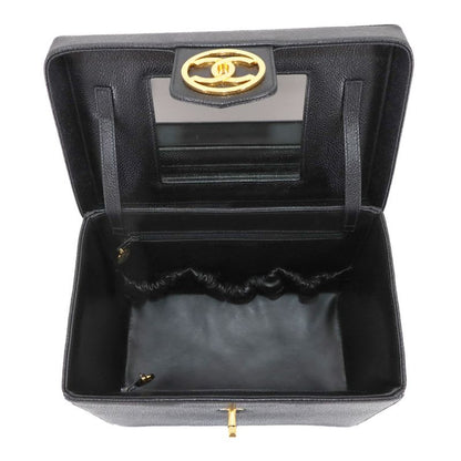 Chanel Caviar Leather Vanity 2-Way Hand Shoulder Bag Black Vintage