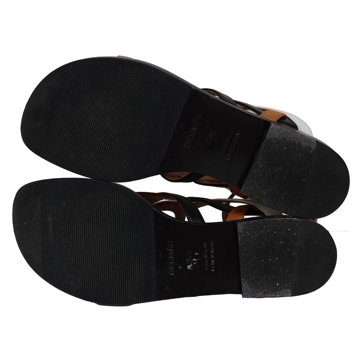 Hermes Sandals 35 1/2 Women's Carthage Light Brown X Black X White Outsole