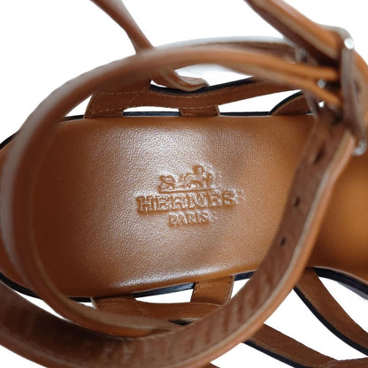 Hermes Sandals 35 1/2 Women's Carthage Light Brown X Black X White Outsole
