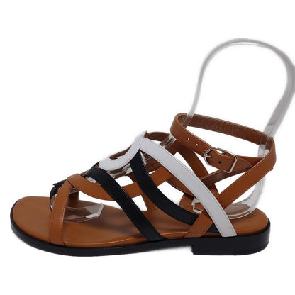 Hermes Sandals 35 1/2 Women's Carthage Light Brown X Black X White Outsole
