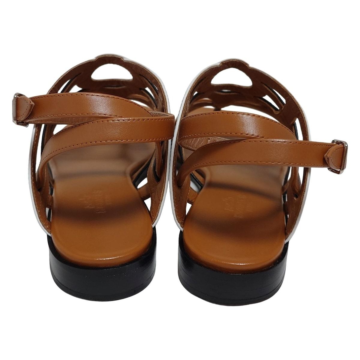 Hermes Sandals 35 1/2 Women's Carthage Light Brown X Black X White Outsole