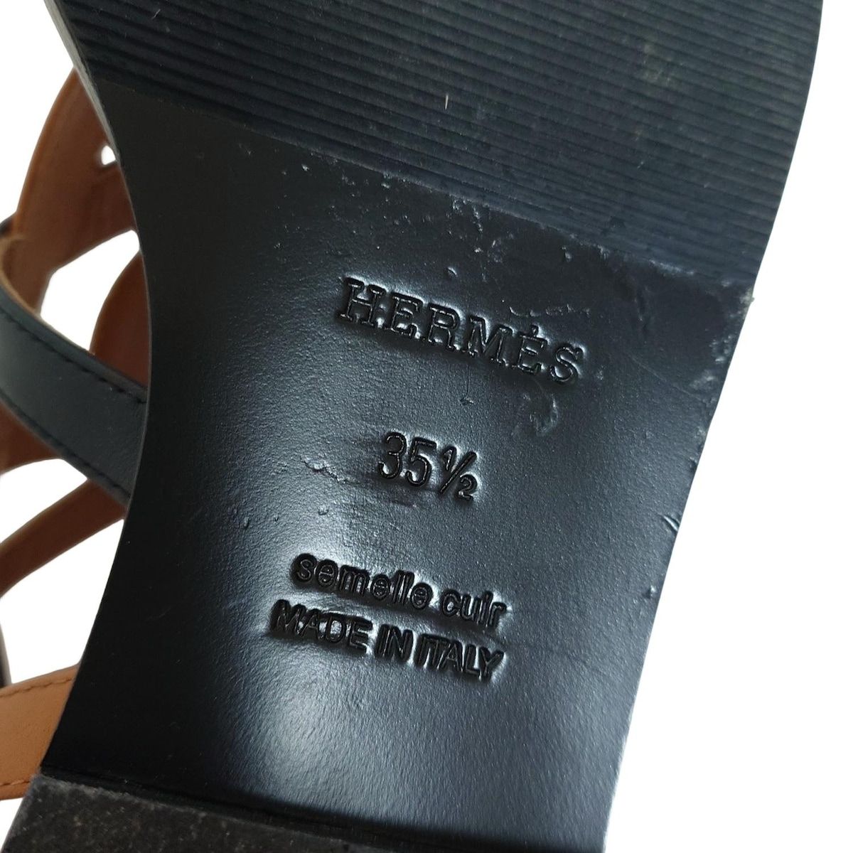 Hermes Sandals 35 1/2 Women's Carthage Light Brown X Black X White Outsole