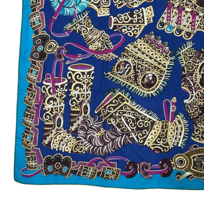 Hermes Scarf Carre 140 Cashmere SOUS LE GIDE de MARS God Of War Blue