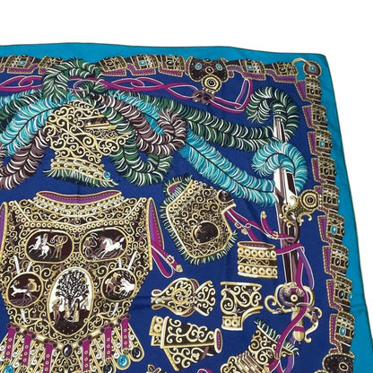 Hermes Scarf Carre 140 Cashmere SOUS LE GIDE de MARS God Of War Blue