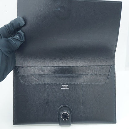Hermes H085246ck89 Tutanman Wallet Black Silver-hardware B Engraved
