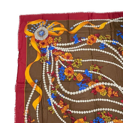 Cartier Scarf 140 X140 cm Large Wool Floral Accessory Pattern Multicolor