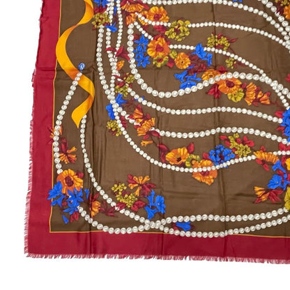 Cartier Scarf 140 X140 cm Large Wool Floral Accessory Pattern Multicolor