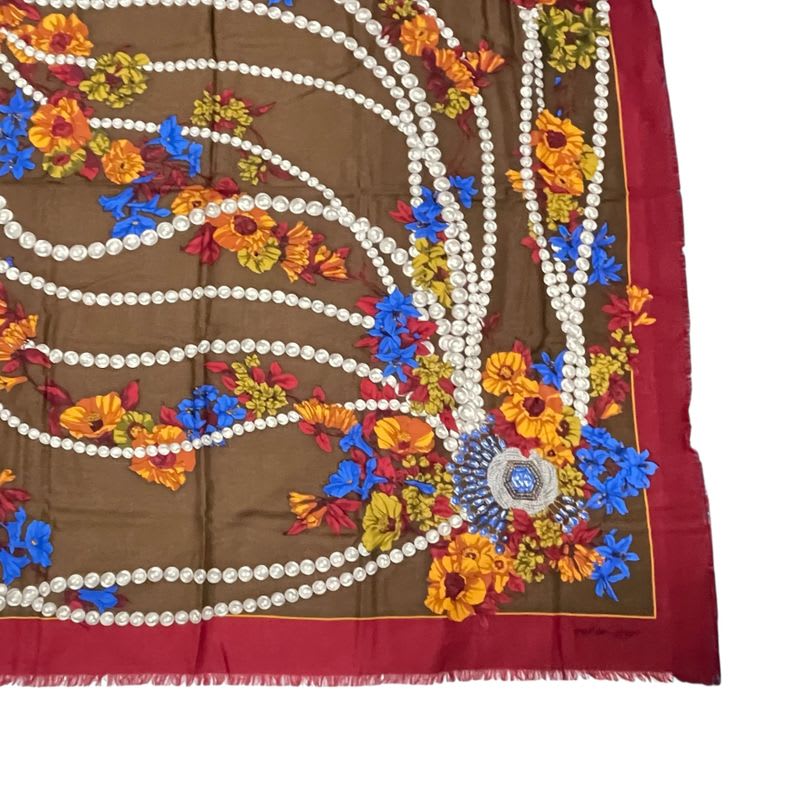 Cartier Scarf 140 X140 cm Large Wool Floral Accessory Pattern Multicolor
