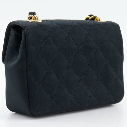 Chanel Mini Chain Shoulder Rope Vintage Satin Black Women's Shoulder Bag