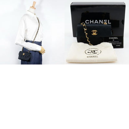 Chanel Mini Chain Shoulder Rope Vintage Satin Black Women's Shoulder Bag