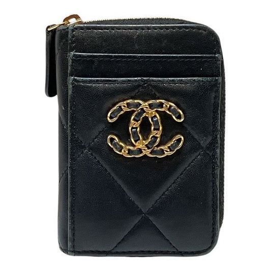 Chanel Coco Mark Lambskin Coin Case Card Case Ladies