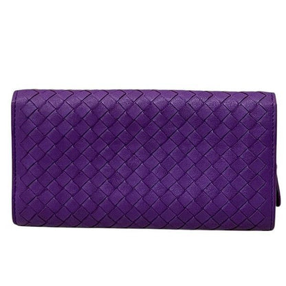 Bottega Veneta Intrecciato B04229592a Purple Long Wallet Bifold Wallet Unisex