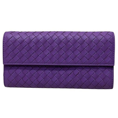 Bottega Veneta Intrecciato B04229592a Purple Long Wallet Bifold Wallet Unisex
