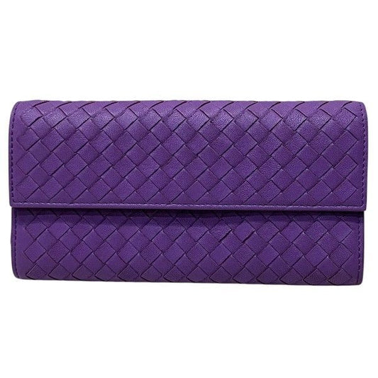 Bottega Veneta Intrecciato B04229592a Purple Long Wallet Bifold Wallet Unisex