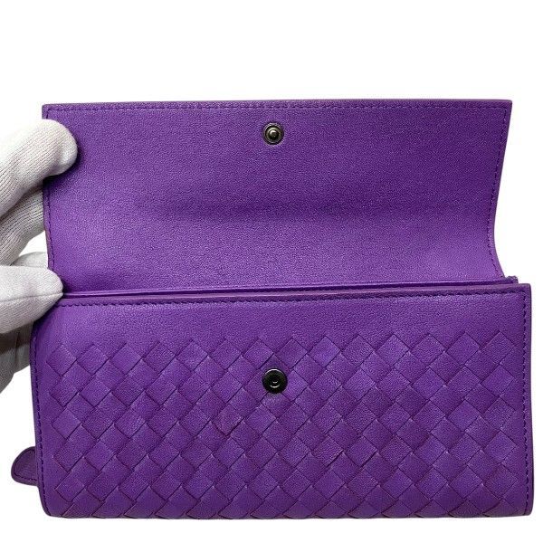 Bottega Veneta Intrecciato B04229592a Purple Long Wallet Bifold Wallet Unisex
