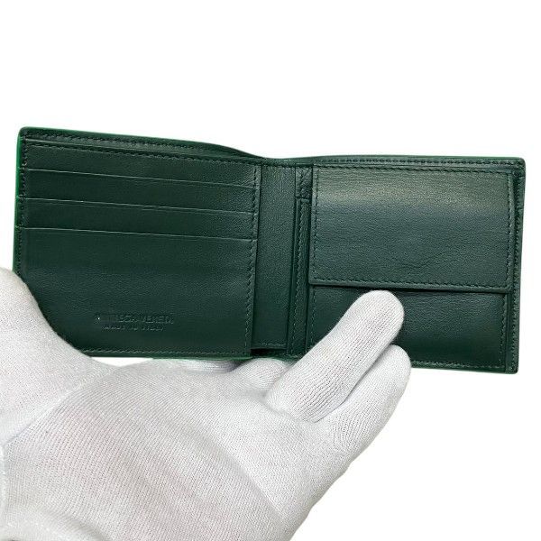 Bottega Veneta Intrecciato R00132325p Green Bifold Wallet Men's