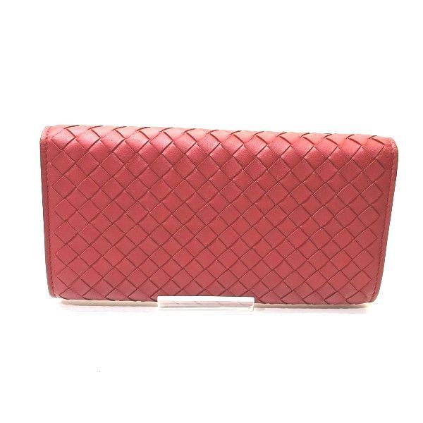 Bottega Veneta Intrecciato 150509 Red Bifold Wallet Long Wallet Women's