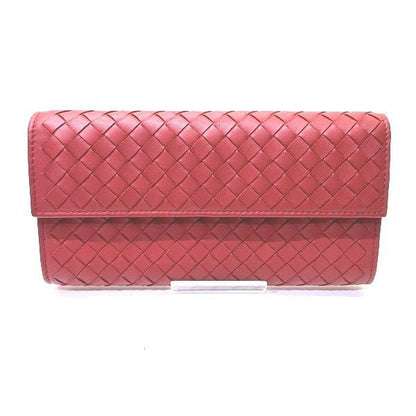 Bottega Veneta Intrecciato 150509 Red Bifold Wallet Long Wallet Women's