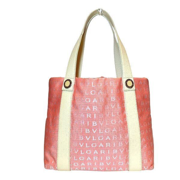 Bvlgari Logomania Canvas Pink Bag Handbag Ladies