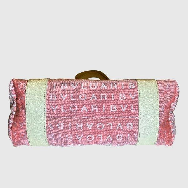 Bvlgari Logomania Canvas Pink Bag Handbag Ladies