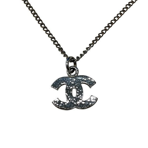 Chanel Silver 06v Coco Mark Rhinestone Brand Accessories Necklace Ladies