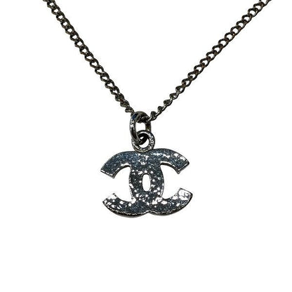 Chanel Silver 06v Coco Mark Rhinestone Brand Accessories Necklace Ladies