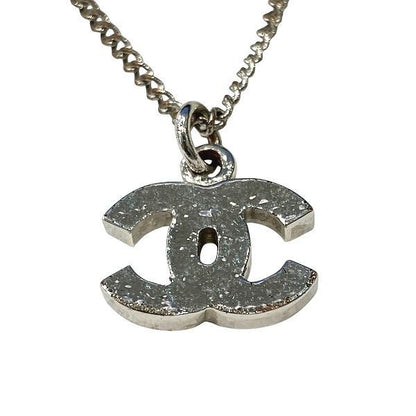 Chanel Silver 06v Coco Mark Rhinestone Brand Accessories Necklace Ladies