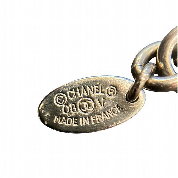 Chanel Silver 08v Coco Mark Rhinestone Brand Accessories Necklace Ladies