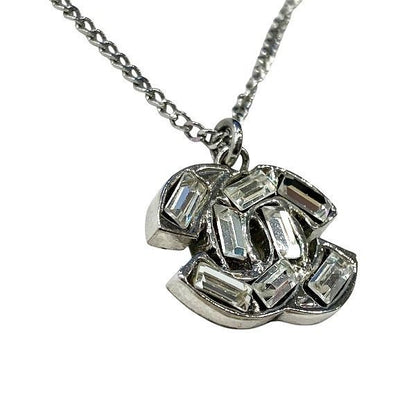 Chanel Silver 01p Coco Mark Rhinestone Brand Accessories Necklace Ladies
