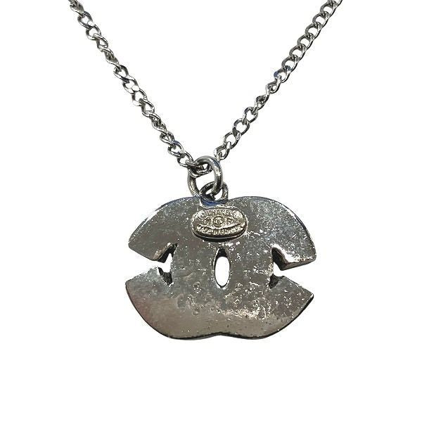 Chanel Silver 01p Coco Mark Rhinestone Brand Accessories Necklace Ladies