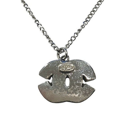 Chanel Silver 01p Coco Mark Rhinestone Brand Accessories Necklace Ladies