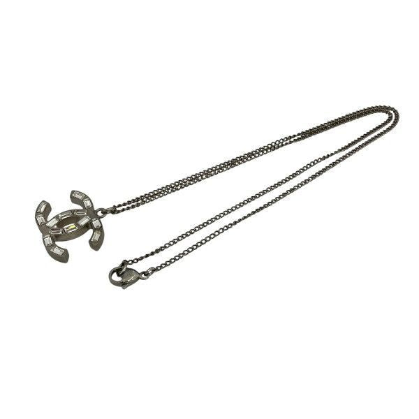 Chanel Silver 10a Coco Mark Stone Lame Reversible Brand Accessories Necklace