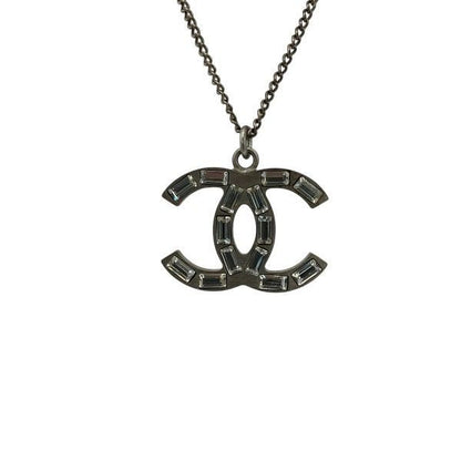 Chanel Silver 10a Coco Mark Stone Lame Reversible Brand Accessories Necklace