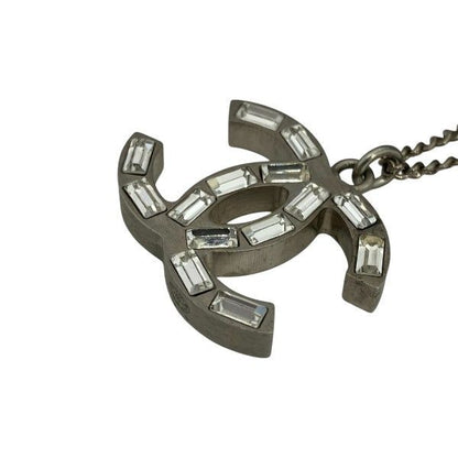 Chanel Silver 10a Coco Mark Stone Lame Reversible Brand Accessories Necklace