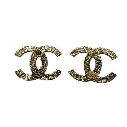 Chanel 06a Coco Mark Gold X Pink Rhinestone Brand Accessories Earrings Ladies