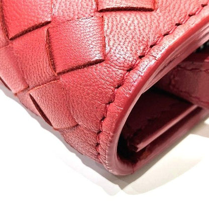 Bottega Veneta Intrecciato 150509 Red Bifold Wallet Long Wallet Women's