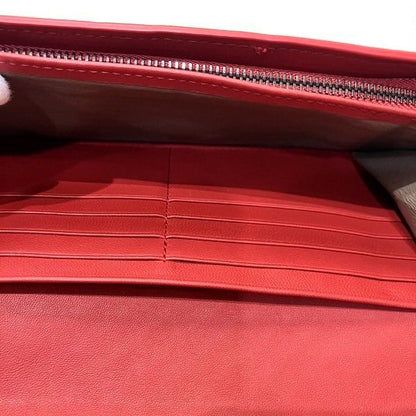 Bottega Veneta Intrecciato 150509 Red Bifold Wallet Long Wallet Women's