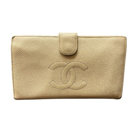 Chanel Caviar Skin Ivory Bifold Wallet Ladies
