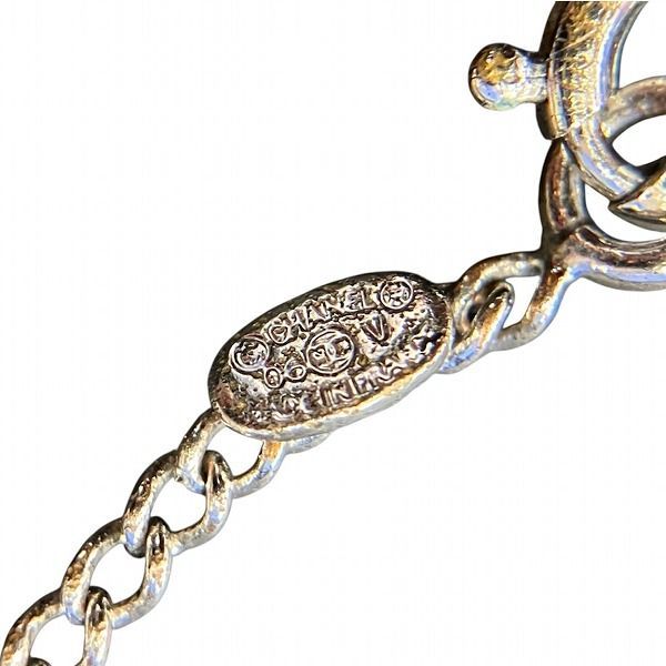 Chanel Silver 06v Coco Mark Rhinestone Brand Accessories Necklace Ladies
