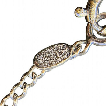 Chanel Silver 06v Coco Mark Rhinestone Brand Accessories Necklace Ladies