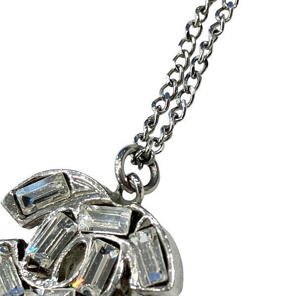 Chanel Silver 01p Coco Mark Rhinestone Brand Accessories Necklace Ladies