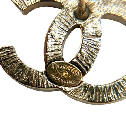 Chanel 06a Coco Mark Gold X Pink Rhinestone Brand Accessories Earrings Ladies