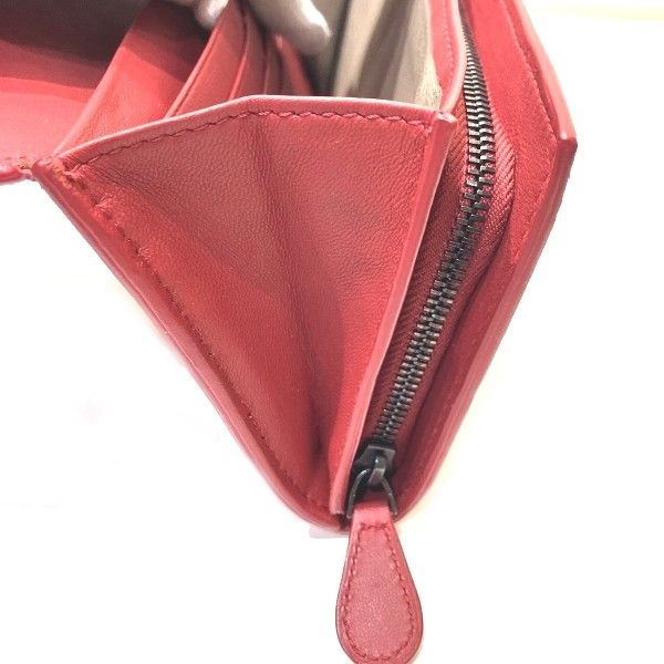Bottega Veneta Intrecciato 150509 Red Bifold Wallet Long Wallet Women's