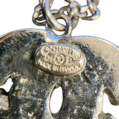 Chanel Silver 01p Coco Mark Rhinestone Brand Accessories Necklace Ladies