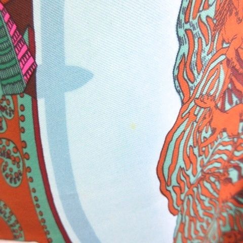 Hermes Carre 90 King's Paradise le Paradis du Roy Silk 100 Brown Blue