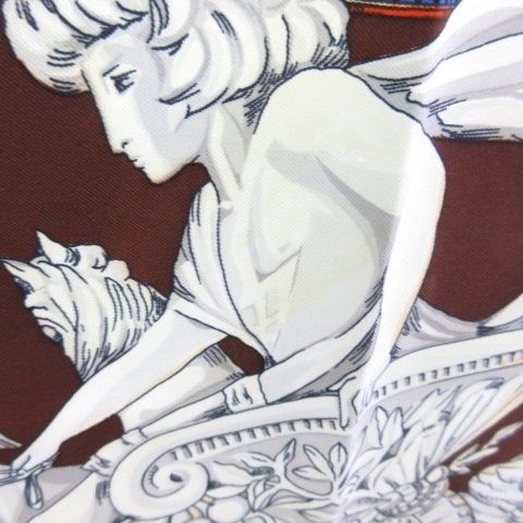 Hermes Carre 90 King's Paradise le Paradis du Roy Silk 100 Brown Blue