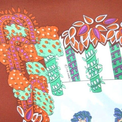 Hermes Carre 90 King's Paradise le Paradis du Roy Silk 100 Brown Blue