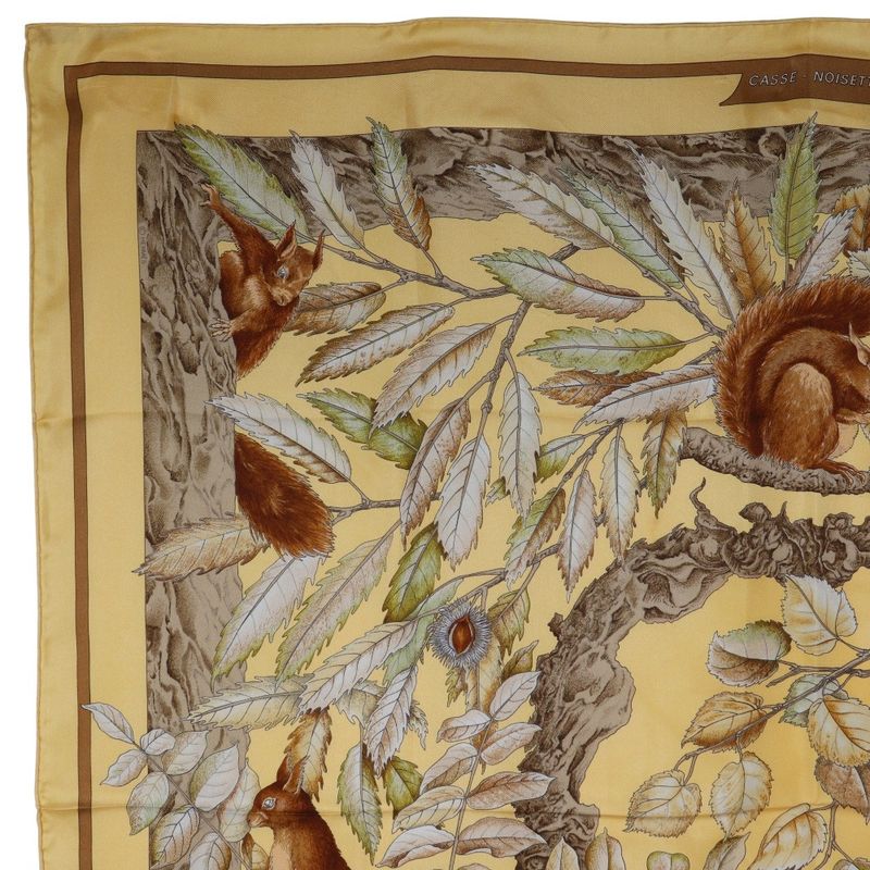 Hermes Kare90 Casse Noisette Nutcracker Silk Beige Women's Scarf