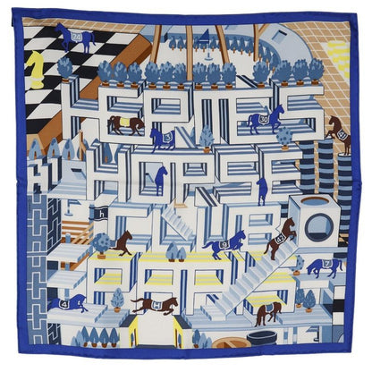 Hermes Carre 45 Horse Club Detail Gavroche Club Detail White Women's Scarf